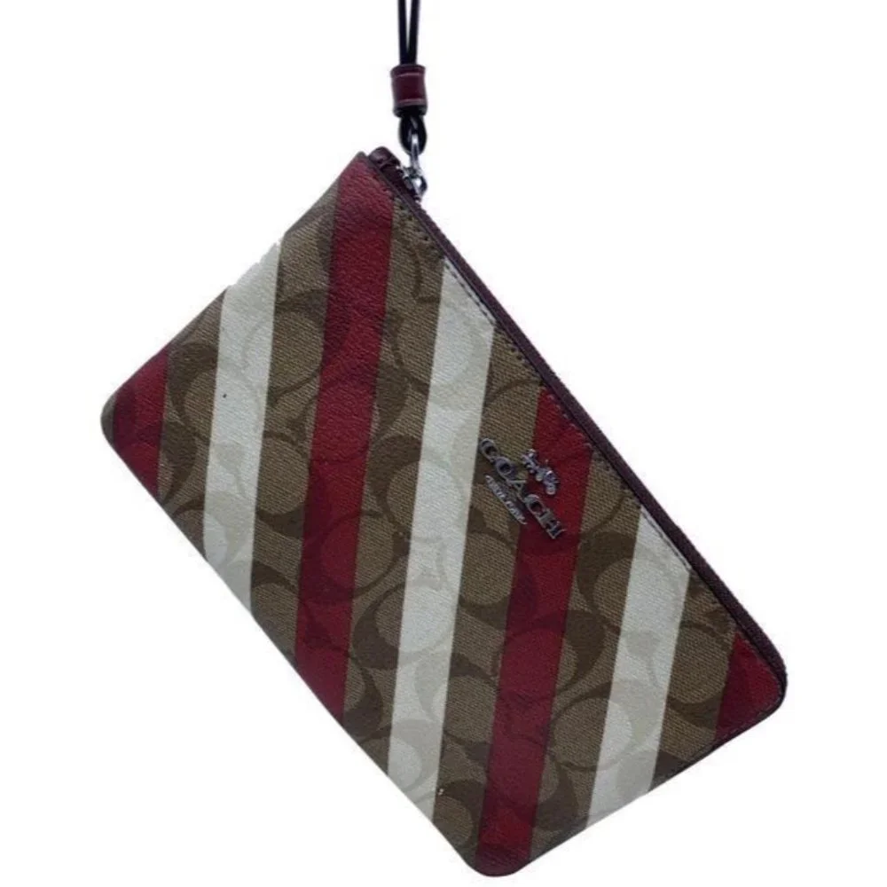 coach new stripe msrp red white wristlet